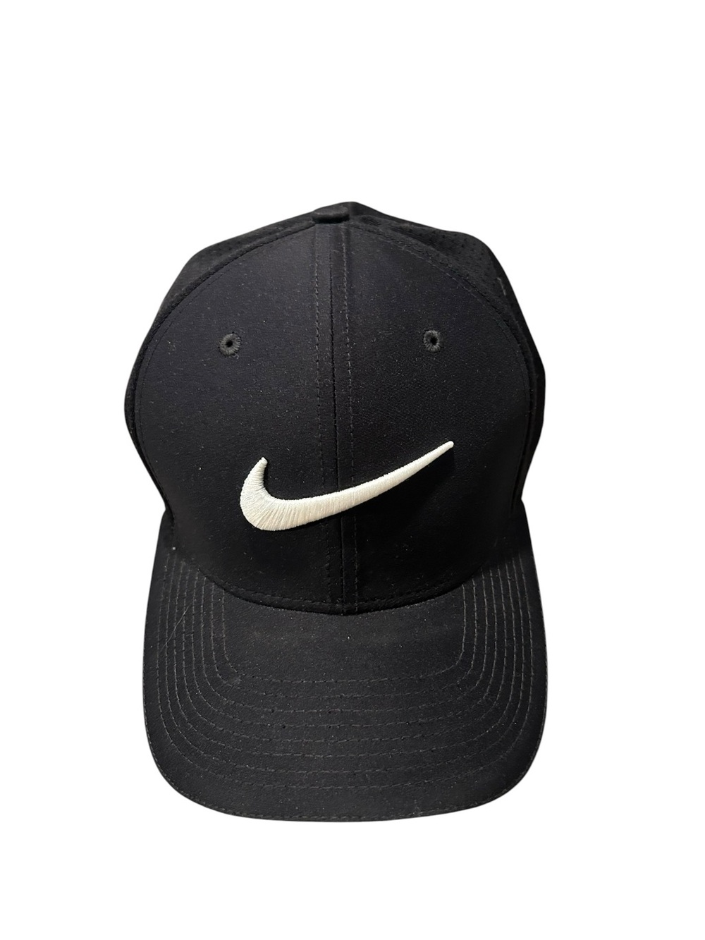 Nike Black Cap with White Swoosh Logo